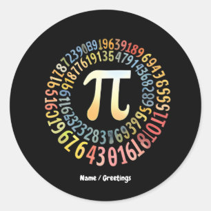 Pegatina Redonda Graciosa Espiral de Números de Espiral del Día del