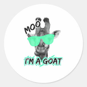 Pegatina Redonda Graciosa jirafa Shirt Moo Soy un animal de zoológi
