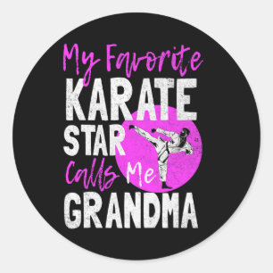 Pegatina Redonda Graciosa Karate Abuela Artes Marciales de Camisas 