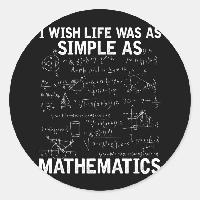 Pegatina Redonda Graciosa matemática matemática nerviosa (Anverso)