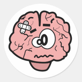 Pegatina Redonda Graciosa, me duele el cerebro Personalizado Médica