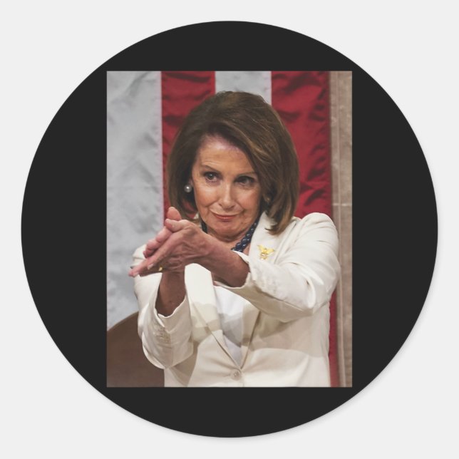 Pegatina Redonda Graciosa Nancy Pelosi resalta el meme contra Trump (Anverso)