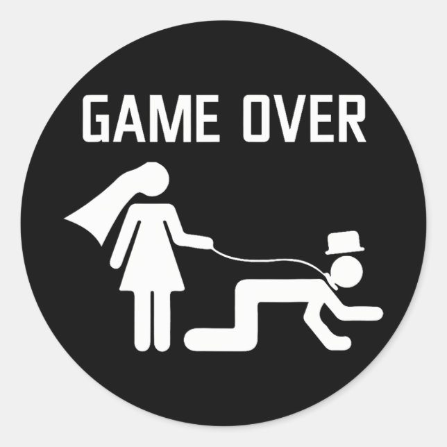 Pegatina Redonda Graciosa novia Groom Boda Bachelor Bachelorette Pa (Anverso)