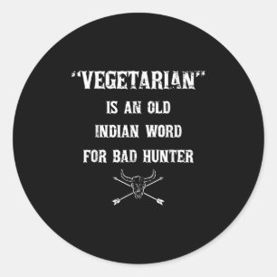 Pegatina Redonda Graciosa parrillada barbacoa Vegetariana palabra i