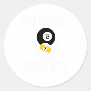 Pegatina Redonda Graciosa Piscina 9 Ball O 8 Ball Rackem Up Billiar