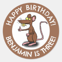 Graciosa rata hacia arriba personalizado de cumple