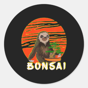 Pegatina Redonda Graciosa Sloth Bonsai Tree Gift Yoga Masters