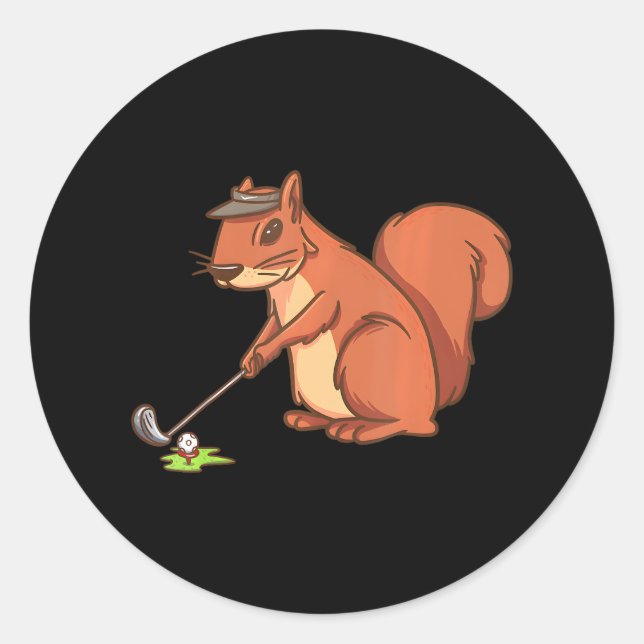 Pegatina Redonda Graciosa Squirrel Golf Ball s para Golfer (Anverso)
