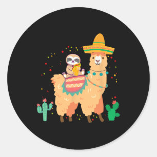 Pegatina Redonda Graciosa Tragedia Y Llama Con Taco Y S Mexicano