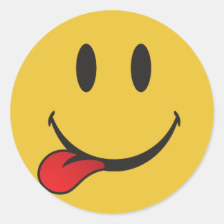 Pegatina Redonda Graciosa y linda Emoji de la lengua