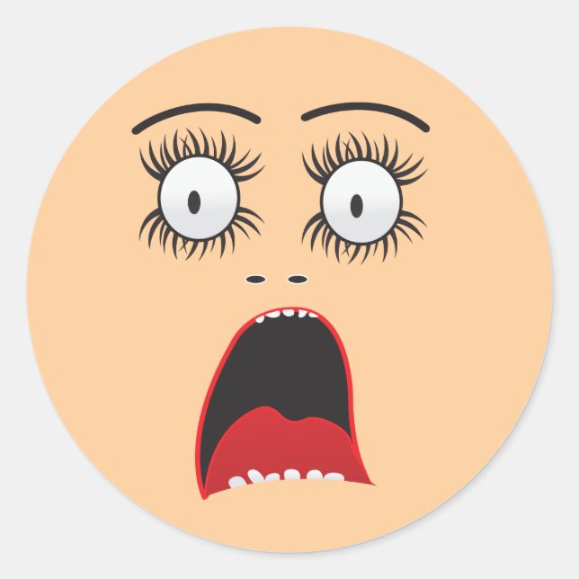 Pegatina Redonda Graciosamente sorprendida Lady Face (Anverso)