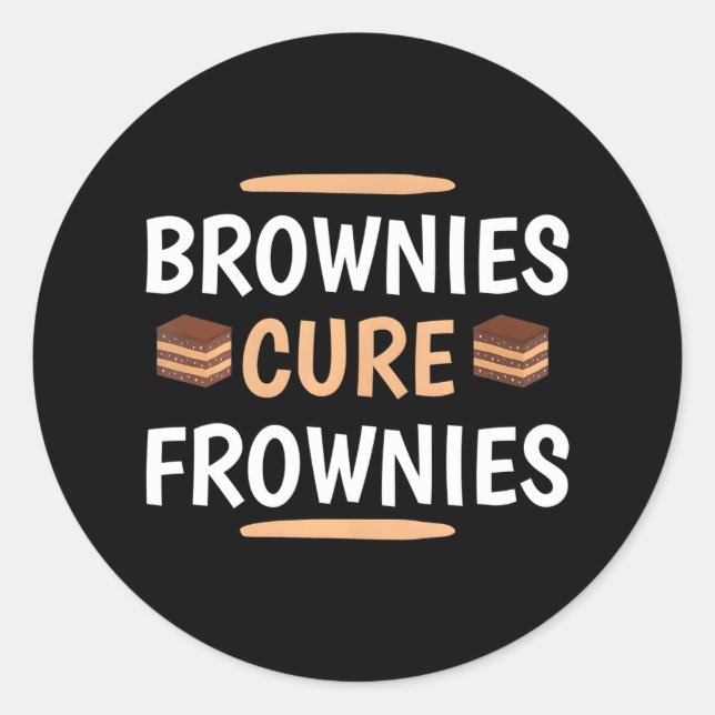 Pegatina Redonda Graciosas Brownies Cure Frownies Amantes del Cupca (Anverso)