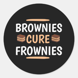 Pegatina Redonda Graciosas Brownies Cure Frownies Amantes del Cupca