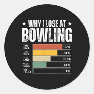 Pegatina Redonda Graciosas Excusas de Bowling