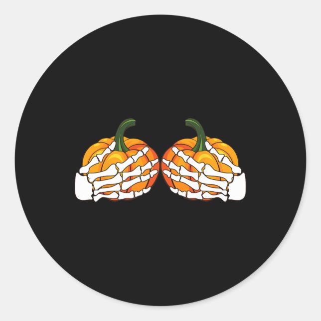 Pegatina Redonda Graciosas manos de esqueleto agarrando Halloween d (Anverso)