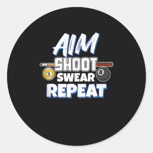 Pegatina Redonda Gracioso Aim Pool Player Regalo Billiard Balls