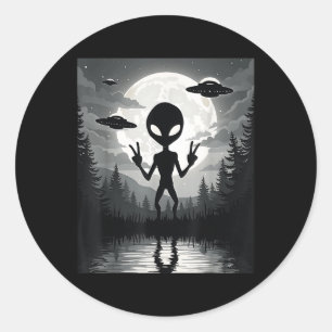 Pegatina Redonda Gracioso Alien Uap Extraterrestre Ufos Cosmic Enth