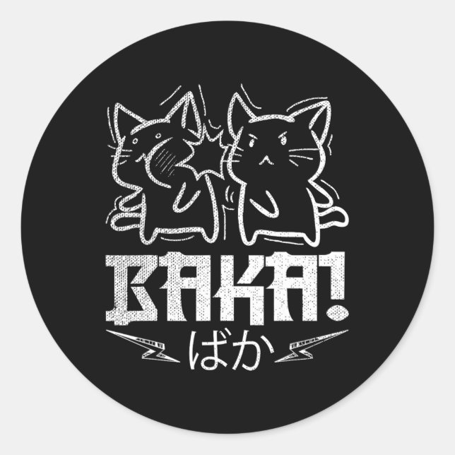 Pegatina Redonda Gracioso Anime Manga Otaku Baka Conejo Slap Meme (Anverso)