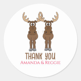 Pegatina Redonda Gracioso aniversario Fiesta Cute Gracias Moose