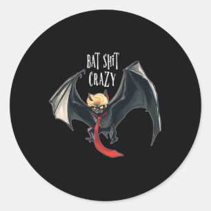 Pegatina Redonda Gracioso anti trump Halloween Bat Crazy
