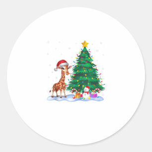 Pegatina Redonda Gracioso árbol de navidad alumbra a Cristo Gorra r