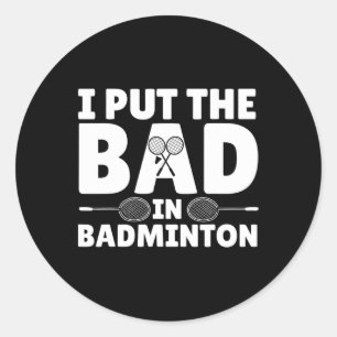 Pegatina Redonda Gracioso Arte De Badminton Para Hombres Transporta