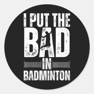 Pegatina Redonda Gracioso Arte De Badminton Para Hombres Transporta
