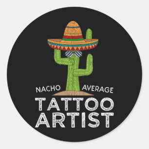Pegatina Redonda Gracioso artista de tatuajes tatuistas