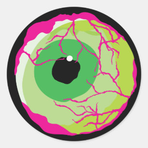 Pegatina Redonda Gracioso asuy asustado Cute Spooky Zombie Eyeball