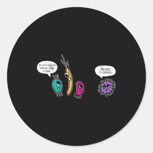 Pegatina Redonda Gracioso bacterias Pun Biólogo de Ciencias Bioló