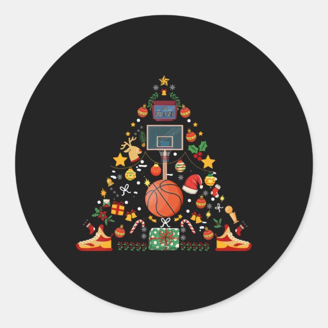 Pegatina Redonda Gracioso Ball Hoop Árbol de Navidad Merry Xm (Anverso)