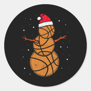 Pegatina Redonda Gracioso Baloncesto Para Niños Chicas Navidades Sn