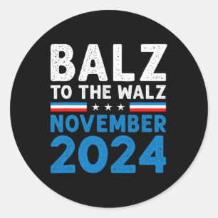 Pegatina Redonda Gracioso Balz Para El Walz Kamala Harris Tim Walz