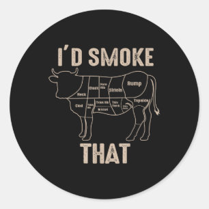 Pegatina Redonda Gracioso Bbq Grilling Cow