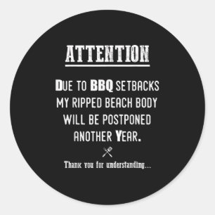 Pegatina Redonda Gracioso Bbq Para Los Amantes De Pitmasters Y amp;