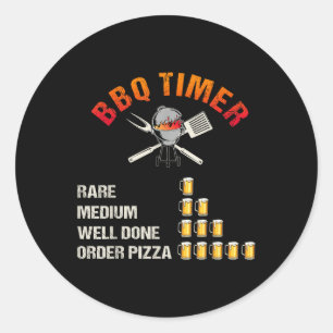 Pegatina Redonda Gracioso Bbq Timer, Barbacoa, Grill, Grilling _1