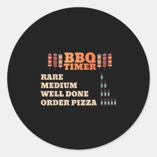 Pegatina Redonda Gracioso Bbq Timer Barbecue Grill Master Grilling 