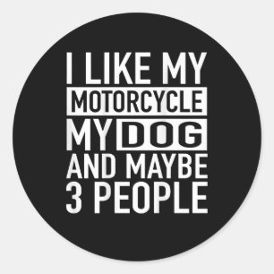 Pegatina Redonda Gracioso Biker Me Gusta Mi Moto, Perro