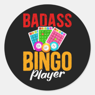 Pegatina Redonda Gracioso Bingo Balls Sarcástico Bingo Player