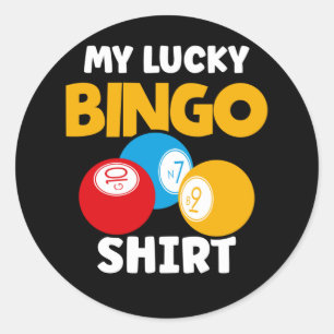 Pegatina Redonda Gracioso Bingo Gamer Bingo Afortunado