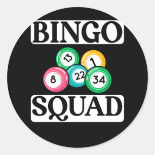 Pegatina Redonda Gracioso Bingo Squad Saying Bingo