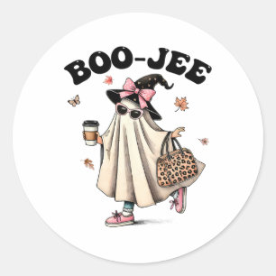 Pegatina Redonda Gracioso Boo Jee Ghost Halloween Boo Jee Ghost Spo