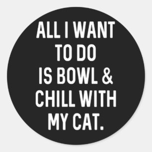 Pegatina Redonda Gracioso Bowler Bowler Y Chill Con Hombres Gatos M