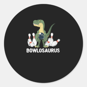 Pegatina Redonda Gracioso Bowling Dinosaur Bowler Dino Bowl T-Rex