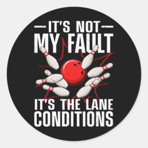 Pegatina Redonda Gracioso Bowling Para Hombres Bowler El Equipo De 