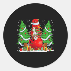 Pegatina Redonda Gracioso Bowny Snowman Árbol de Navidad enciende N