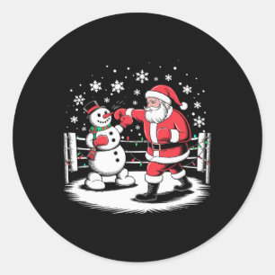 Pegatina Redonda Gracioso Boxeador Jugador de Boxeo Xmas enciende B