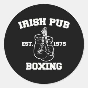 Pegatina Redonda Gracioso Boxing Irish Pub Sport Happy Saint Patric