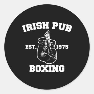 Pegatina Redonda Gracioso Boxing Irish Pub Sport Happy Saint Patric