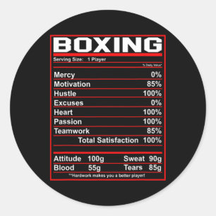 Pegatina Redonda Gracioso Boxing Nutrition Facts Boxer